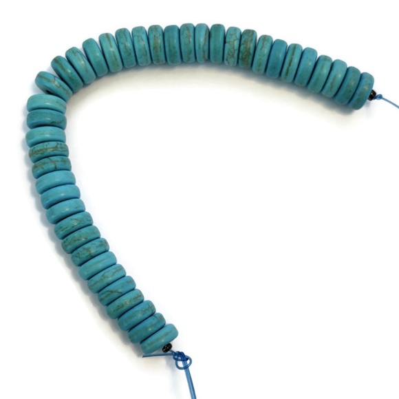 As Low As $2 Turquoise Synthetic Turquoise Heishi Beads 8mm x 3mm (40) - Picture 2 of 2